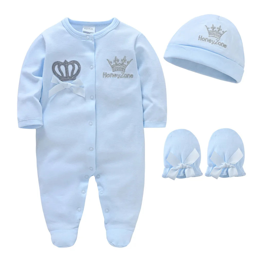 Newborn Baby Boys Romper Royal Crown Prince 100% Cotton