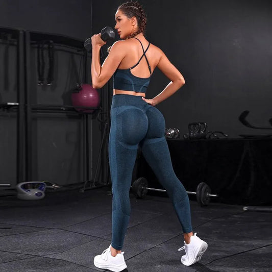 2 Pieces Women's Tracksuit Seamless Yoga Set Workout Sportswear