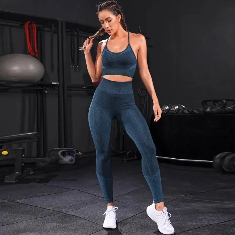 2 Pieces Women's Tracksuit Seamless Yoga Set Workout Sportswear